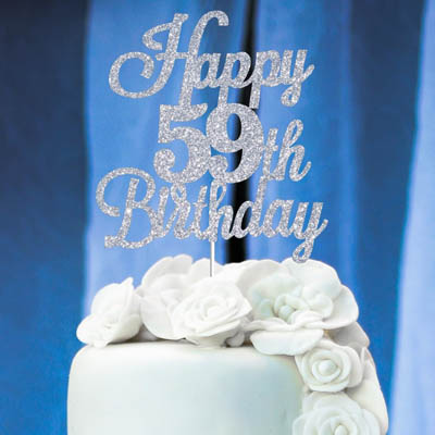 Customised Silver with Age Cake Topper Singapore